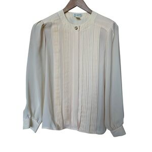 VINTAGE! Neil Martin Women's 8 Butter Yellow Pleated Long Sleeve Blouse Casual